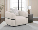 Jeanette Fabric Upholstered Round Arm Accent Chair Beige