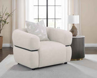 Jeanette Fabric Upholstered Round Arm Accent Chair Beige