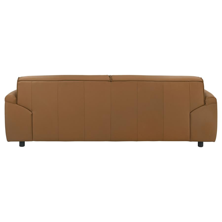 Buxton Top Grain Leather Upholstered Sofa Orange