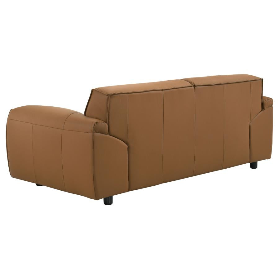Buxton Top Grain Leather Upholstered Loveseat Orange