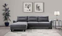Caspian Upholstered Curved Arm Chaise Sectional Sofa Grey