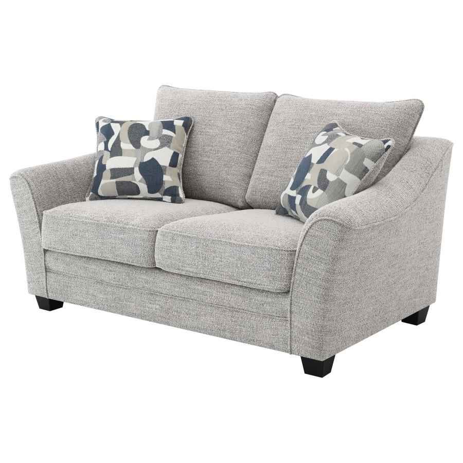 Tomkins Boucle Upholstered Loveseat Light Grey - Home & Sleep Outlet