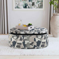 Tomkins Oval Upholstered Storage Ottoman Indigo Blue - Home & Sleep Outlet