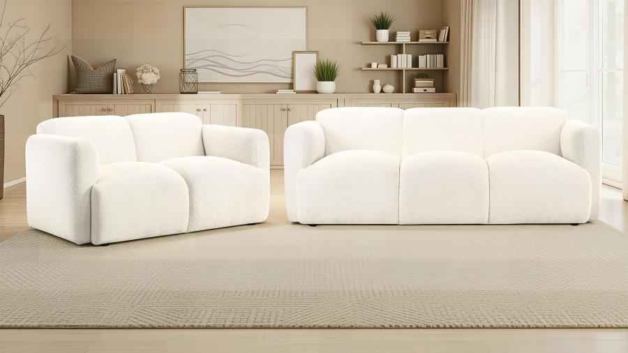 Dorset 2-piece Upholstered Round Track Arm Sofa Set White - Home & Sleep Outlet