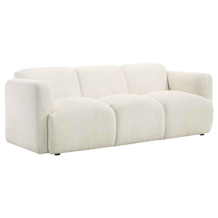 Dorset 2-piece Upholstered Round Track Arm Sofa Set White - Home & Sleep Outlet