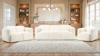 Dorset 3-piece Upholstered Round Track Arm Sofa Set White - Home & Sleep Outlet