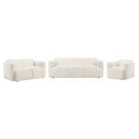 Dorset 3-piece Upholstered Round Track Arm Sofa Set White - Home & Sleep Outlet