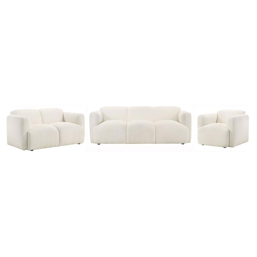 Dorset 3-piece Upholstered Round Track Arm Sofa Set White - Home & Sleep Outlet