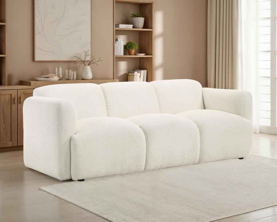 Dorset Fabric Upholstered Round Track Arm Sofa White - Home & Sleep Outlet