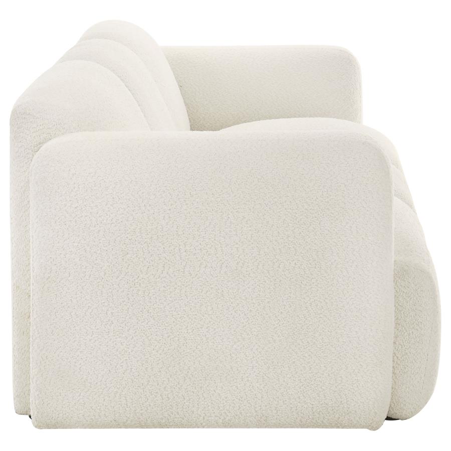 Dorset Fabric Upholstered Round Track Arm Sofa White - Home & Sleep Outlet