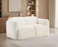 Dorset Fabric Upholstered Round Track Arm Loveseat White - Home & Sleep Outlet