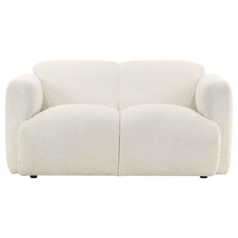 Dorset Fabric Upholstered Round Track Arm Loveseat White - Home & Sleep Outlet