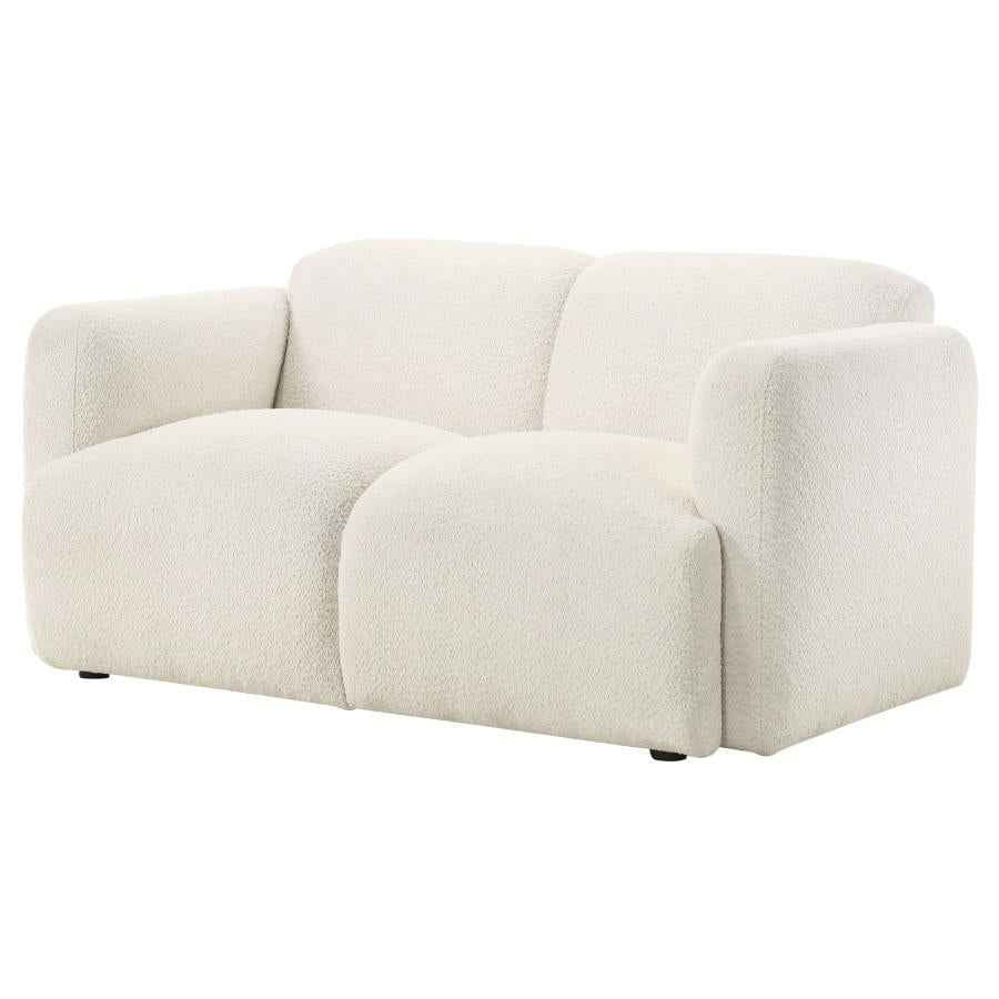 Dorset Fabric Upholstered Round Track Arm Loveseat White - Home & Sleep Outlet