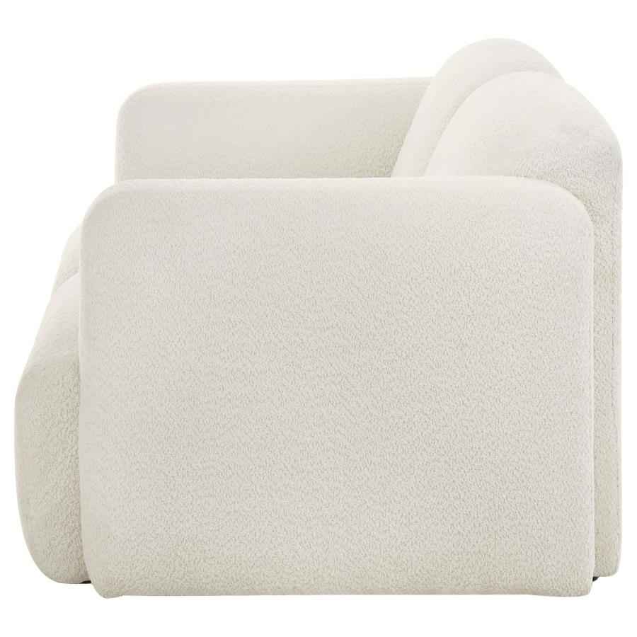 Dorset Fabric Upholstered Round Track Arm Loveseat White - Home & Sleep Outlet