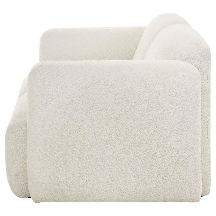 Dorset Fabric Upholstered Round Track Arm Loveseat White