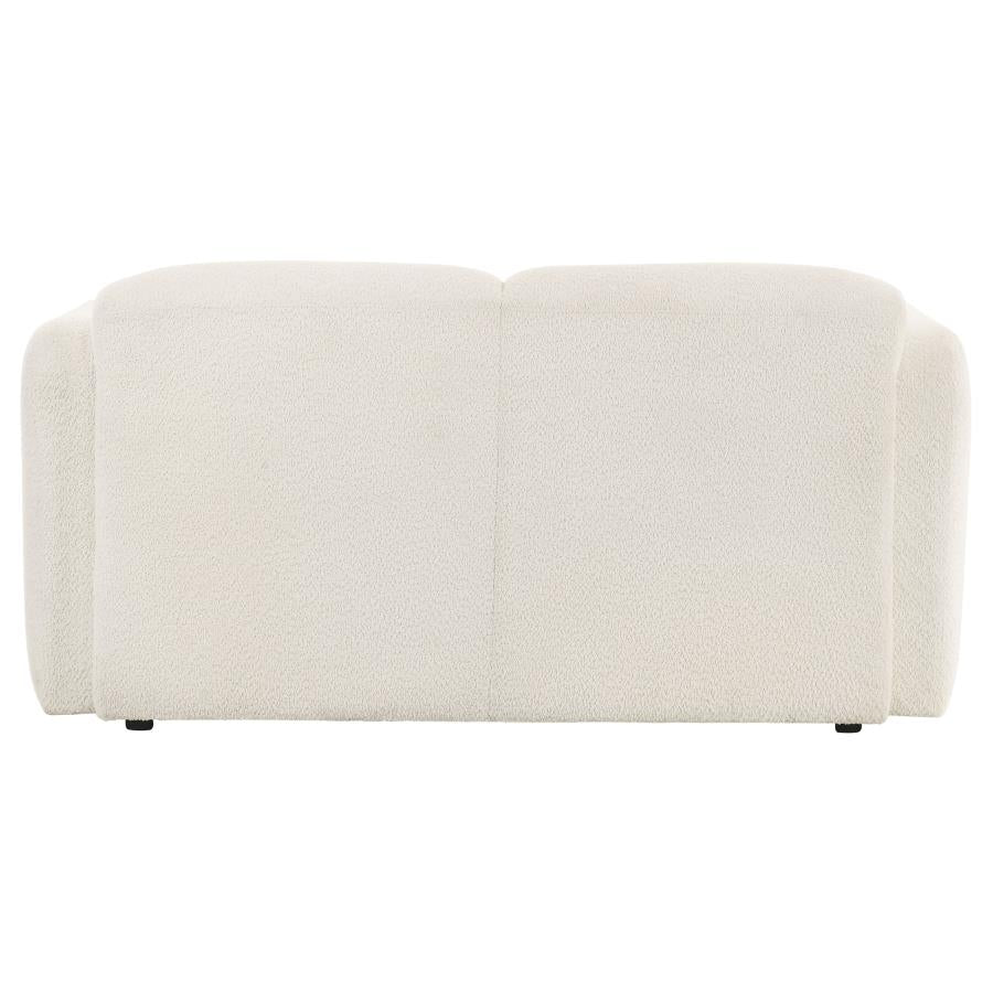 Dorset Fabric Upholstered Round Track Arm Loveseat White - Home & Sleep Outlet