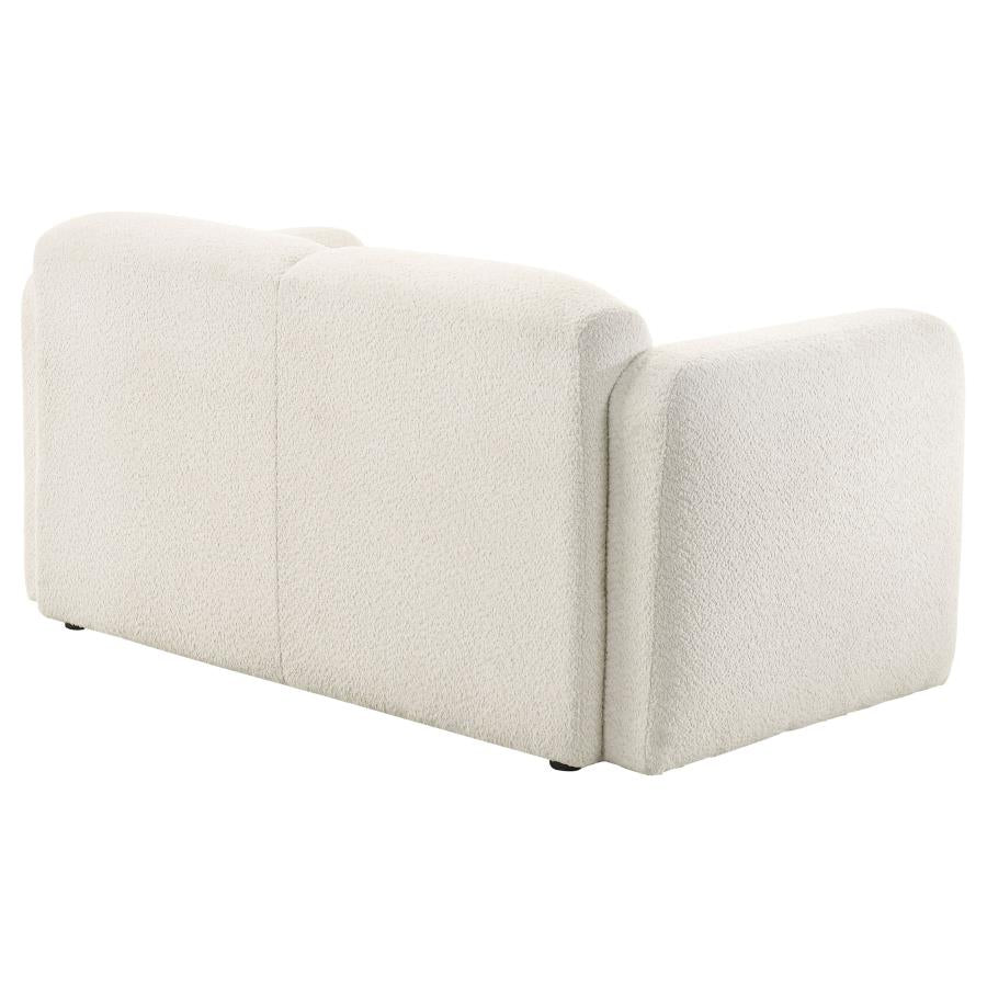 Dorset Fabric Upholstered Round Track Arm Loveseat White - Home & Sleep Outlet