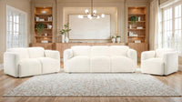 Dorset Fabric Upholstered Round Track Arm Loveseat White - Home & Sleep Outlet