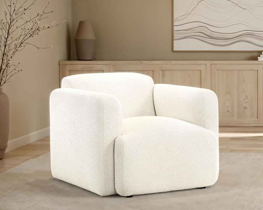 Dorset Fabric Upholstered Round Track Arm Accent Chair White - Home & Sleep Outlet
