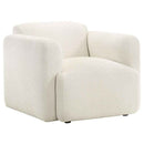 Dorset Fabric Upholstered Round Track Arm Accent Chair White - Home & Sleep Outlet