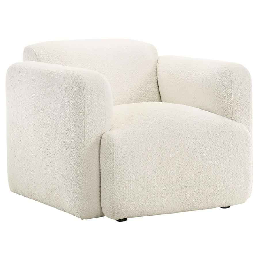 Dorset Fabric Upholstered Round Track Arm Accent Chair White - Home & Sleep Outlet