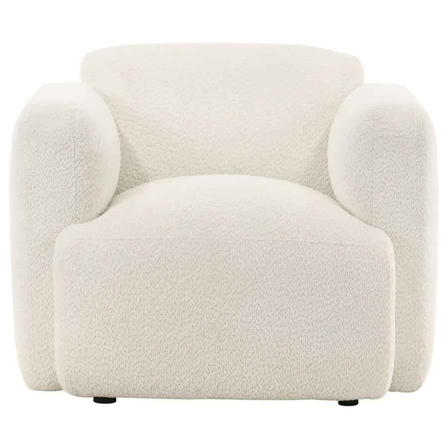 Dorset Fabric Upholstered Round Track Arm Accent Chair White - Home & Sleep Outlet