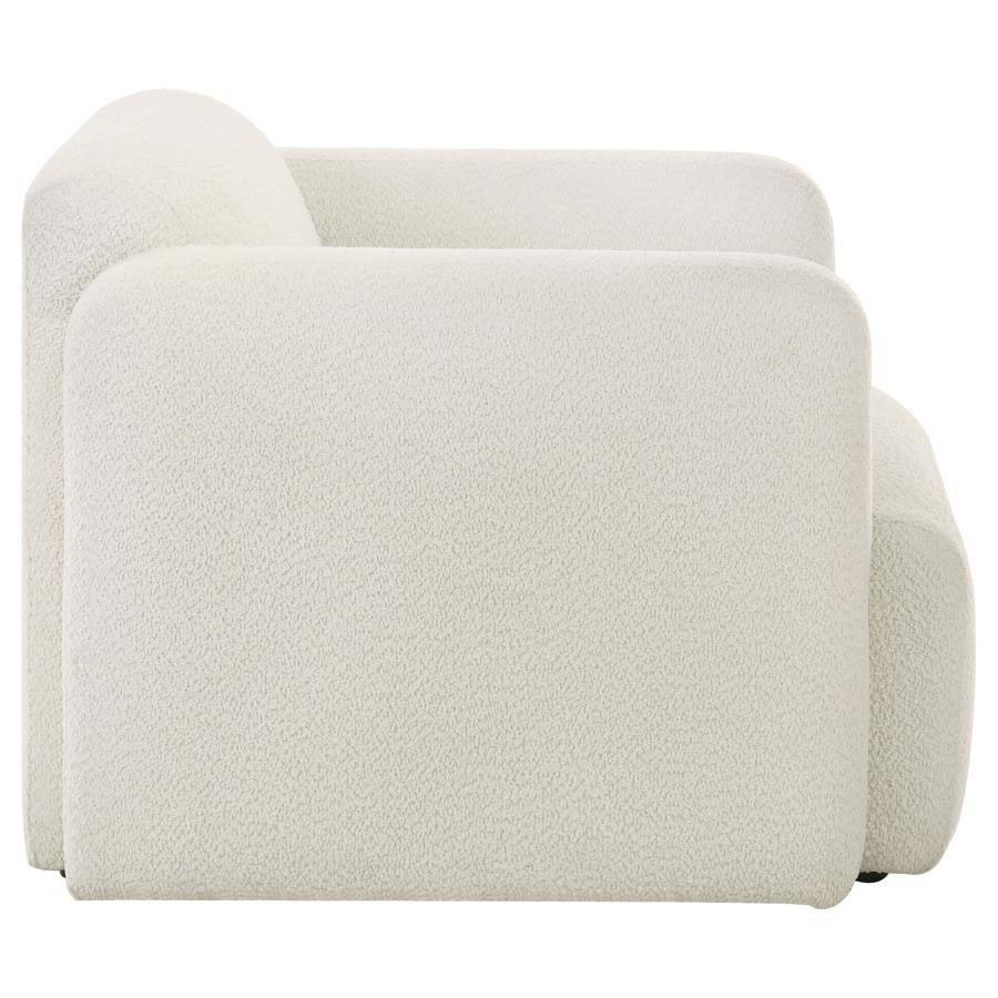 Dorset Fabric Upholstered Round Track Arm Accent Chair White - Home & Sleep Outlet