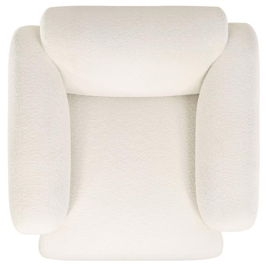 Dorset Fabric Upholstered Round Track Arm Accent Chair White - Home & Sleep Outlet
