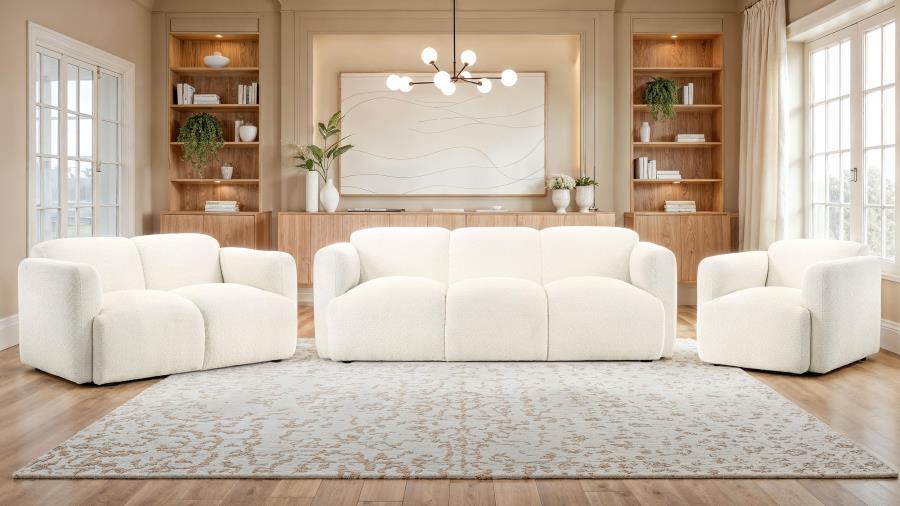 Dorset Fabric Upholstered Round Track Arm Accent Chair White - Home & Sleep Outlet