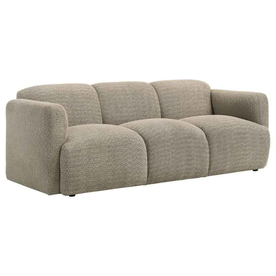 Dorset 3-piece Upholstered Round Track Arm Sofa Set Brown - Home & Sleep Outlet