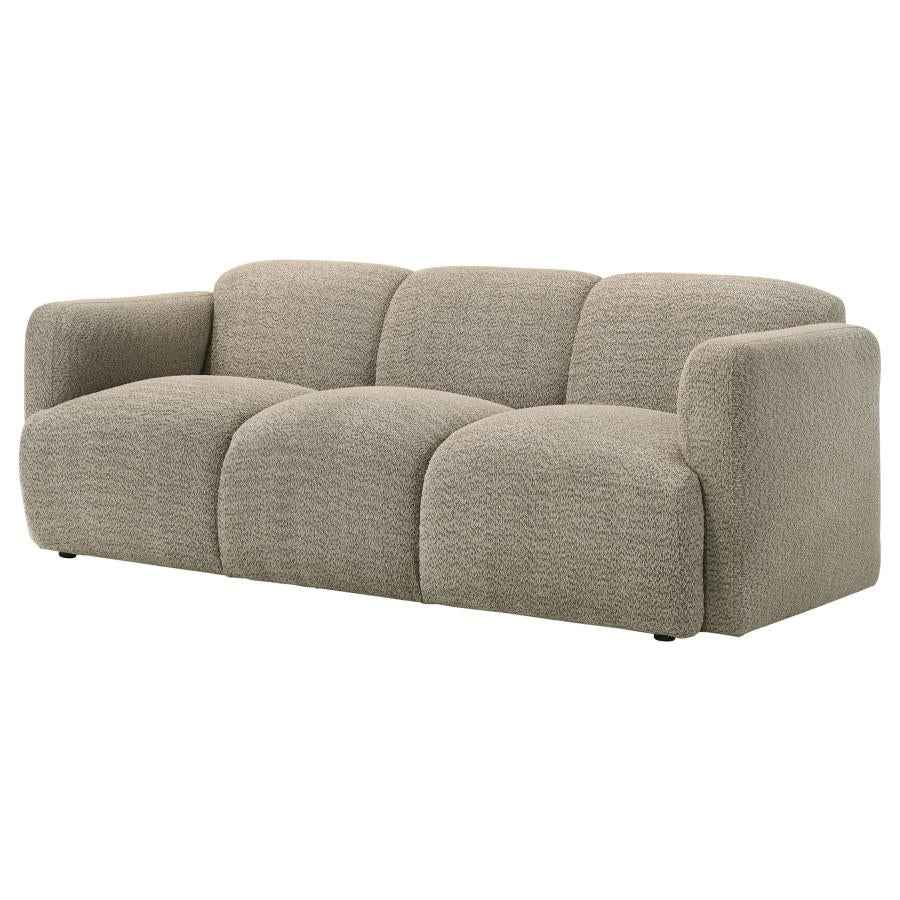 Dorset Fabric Upholstered Round Track Arm Sofa Brown - Home & Sleep Outlet