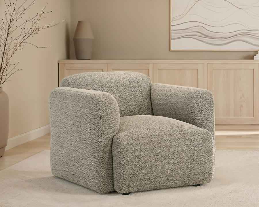 Dorset Fabric Upholstered Round Track Arm Accent Chair Brown - Home & Sleep Outlet