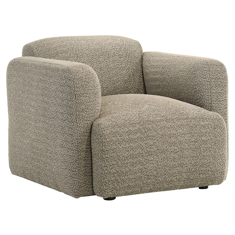 Dorset Fabric Upholstered Round Track Arm Accent Chair Brown