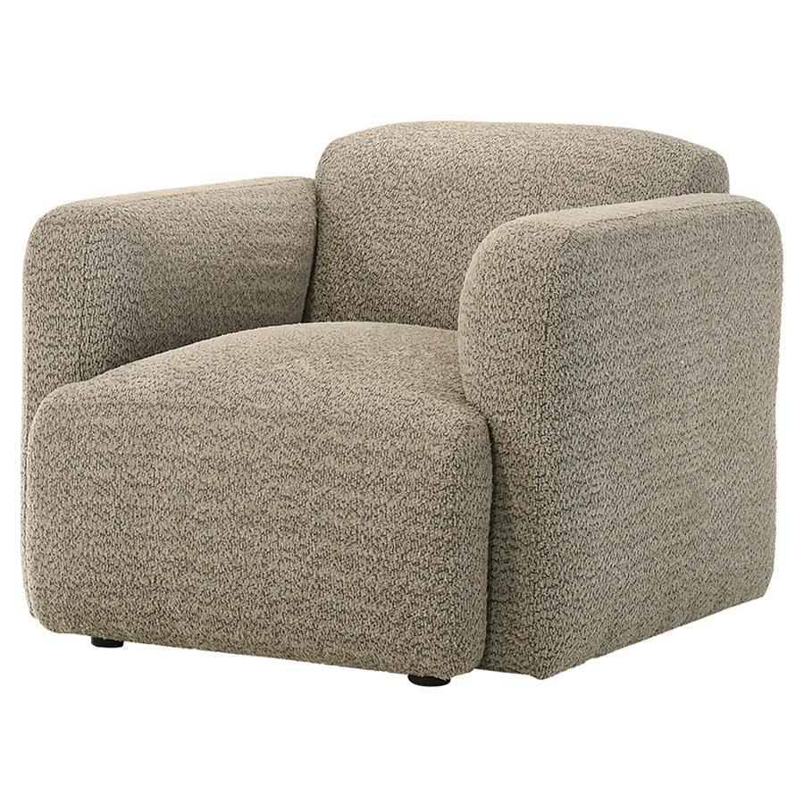 Dorset Fabric Upholstered Round Track Arm Accent Chair Brown