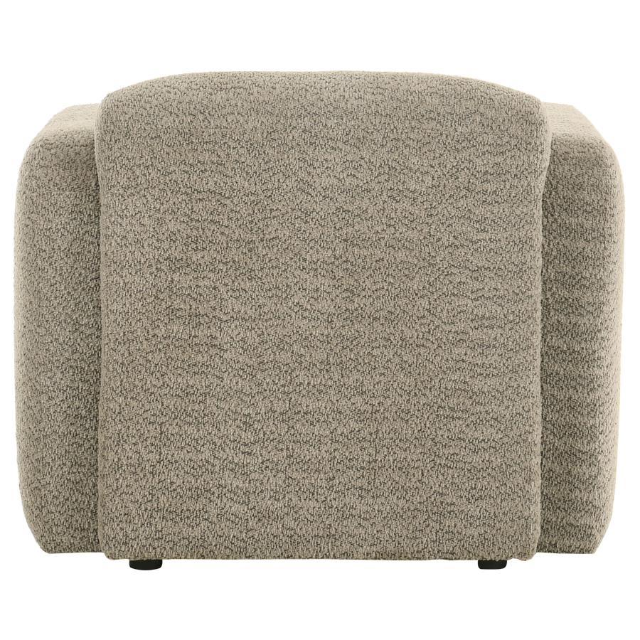 Dorset Fabric Upholstered Round Track Arm Accent Chair Brown
