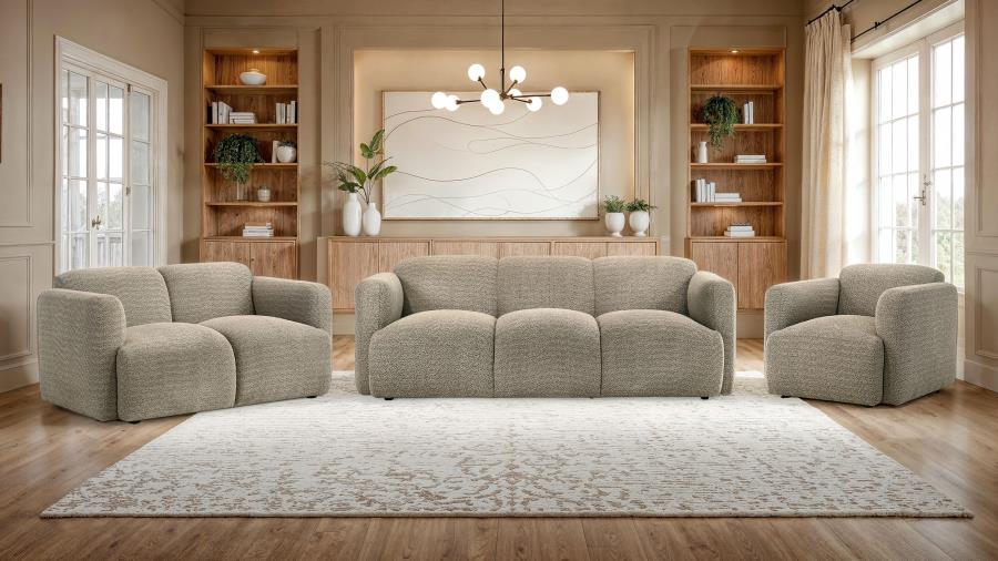 Dorset Fabric Upholstered Round Track Arm Accent Chair Brown