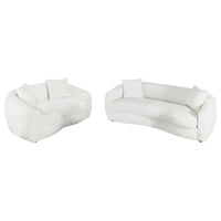 Isabella 2-piece Faux Sheepskin Upholstered Sofa Set Natural - Home & Sleep Outlet