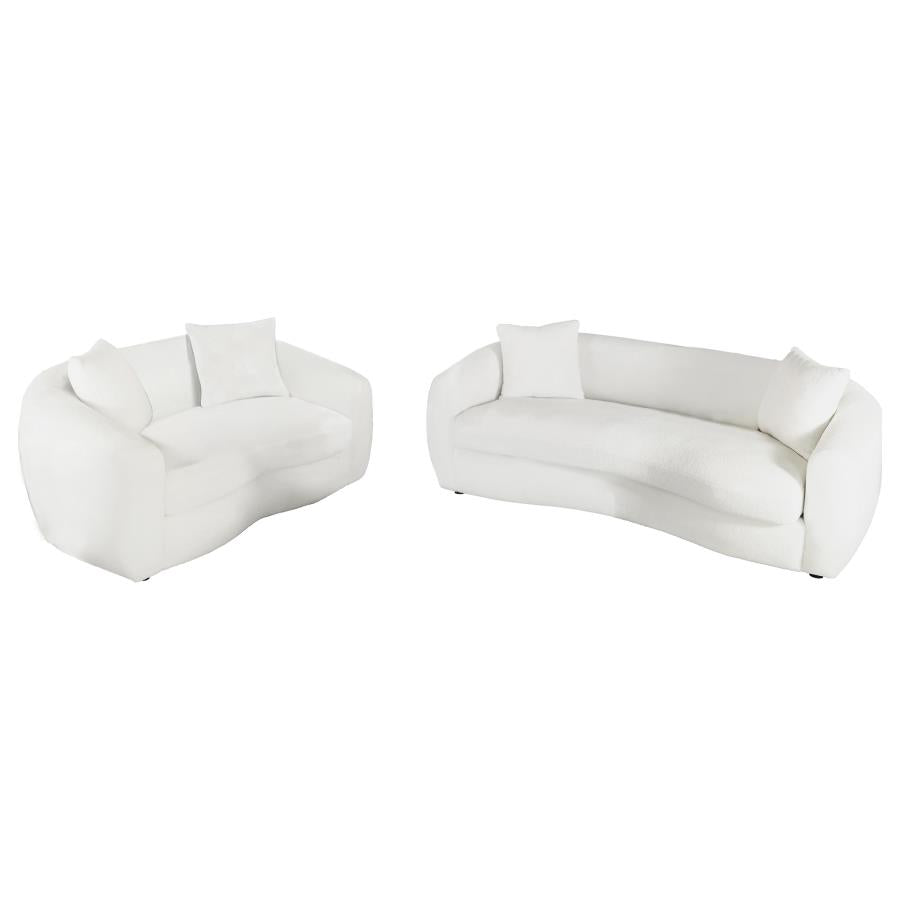 Isabella 2-piece Faux Sheepskin Upholstered Sofa Set Natural - Home & Sleep Outlet