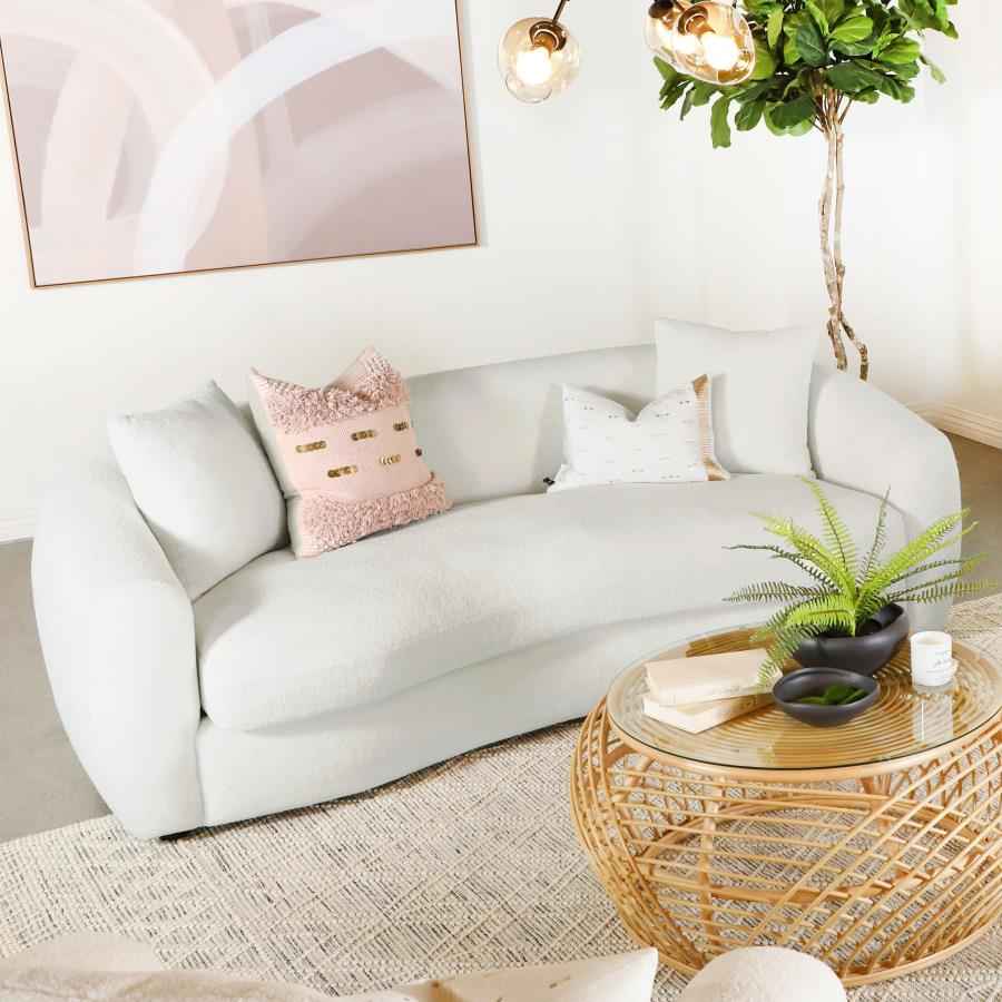 Isabella Faux Sheepskin Upholstered Sofa Natural - Home & Sleep Outlet