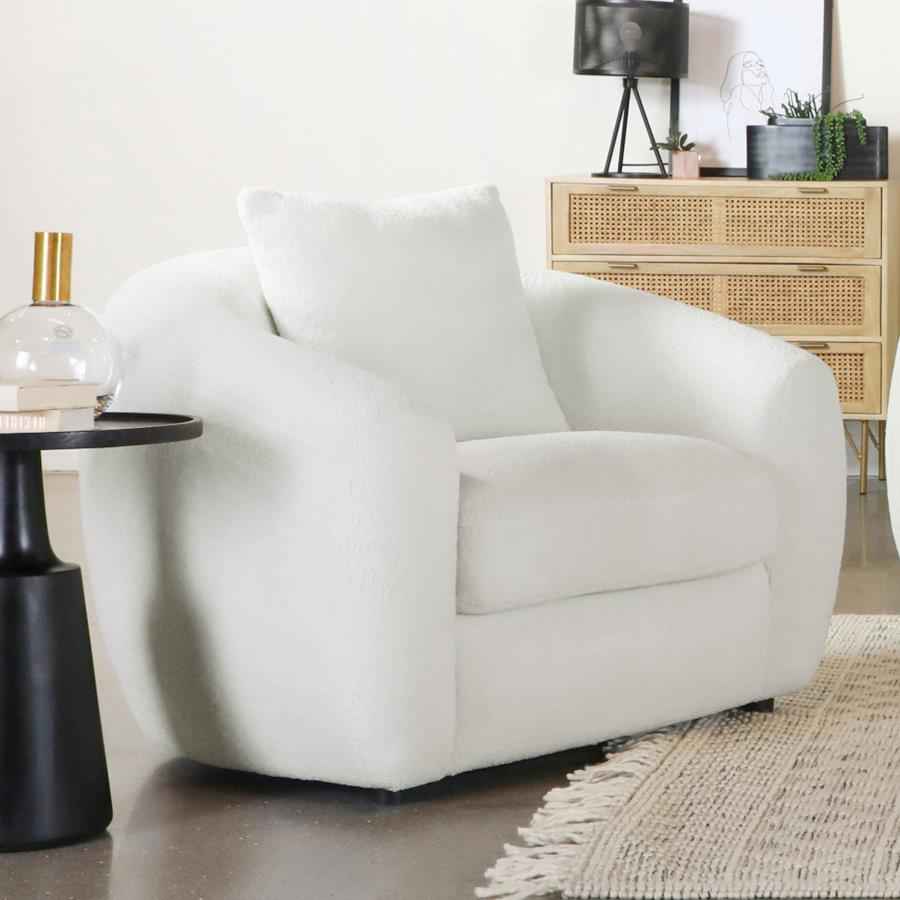 Isabella Faux Sheepskin Upholstered Accent Chair Natural - Home & Sleep Outlet