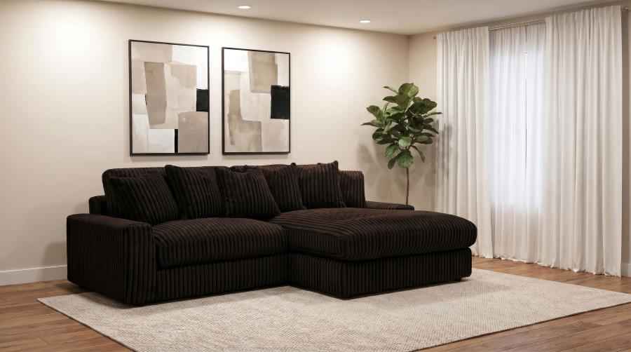 Blaine Upholstered Reversible Chaise Sectional Sofa Chocolate - Home & Sleep Outlet