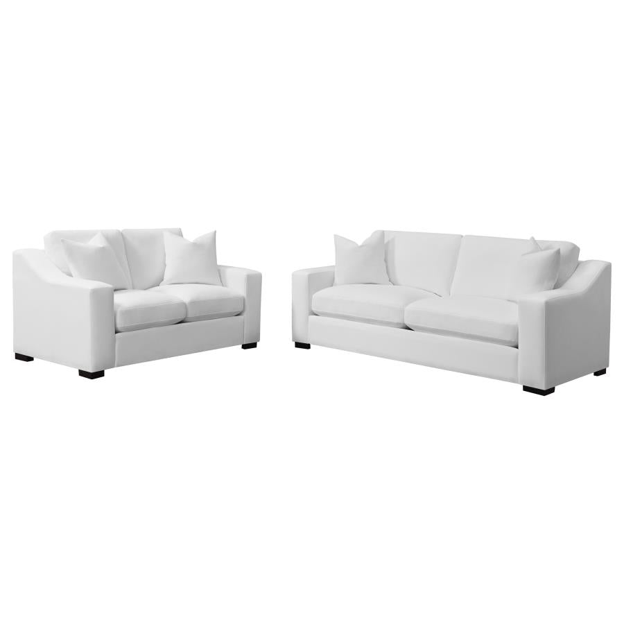 Ashlyn 2-piece Upholstered Sloped Arm Sofa Set White - Home & Sleep Outlet