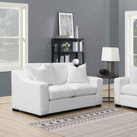 Ashlyn Upholstered Sloped Arm Loveseat White - Home & Sleep Outlet