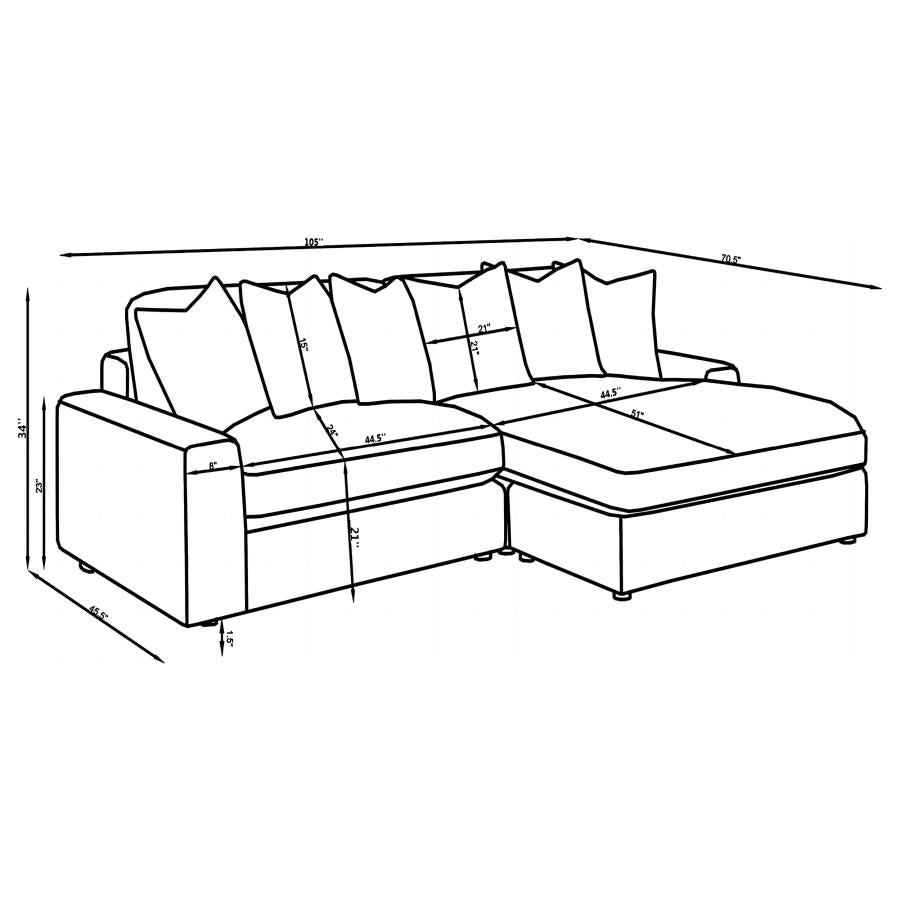 Blaine Upholstered Reversible Chaise Sectional Sofa Fog - Home & Sleep Outlet