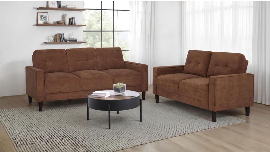 Home & Sleep Outlet - Bowen II 2-piece Fabric Upholstered Track Arm Sofa Set Rust