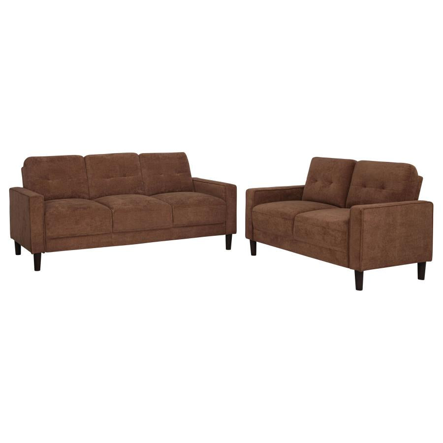 Home & Sleep Outlet - Bowen II 2-piece Fabric Upholstered Track Arm Sofa Set Rust