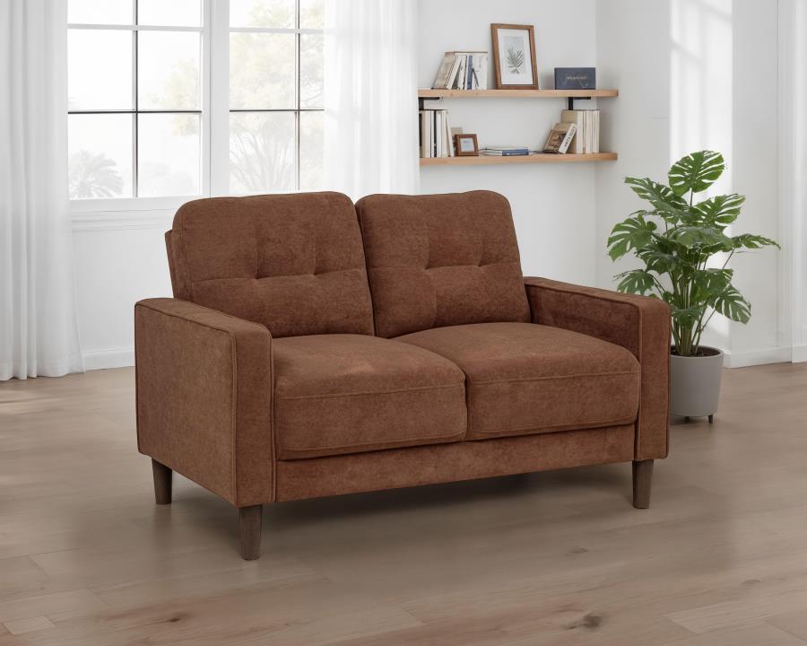 Home & Sleep Outlet - Bowen II Fabric Upholstered Track Arm Loveseat Rust