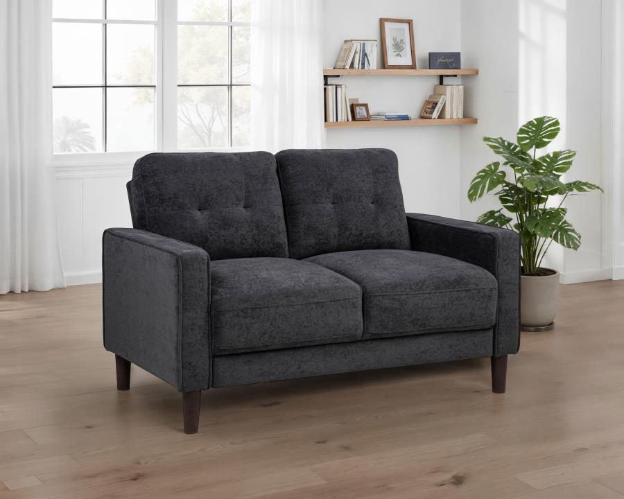 Home & Sleep Outlet - Bowen II Fabric Upholstered Track Arm Loveseat Steel Grey