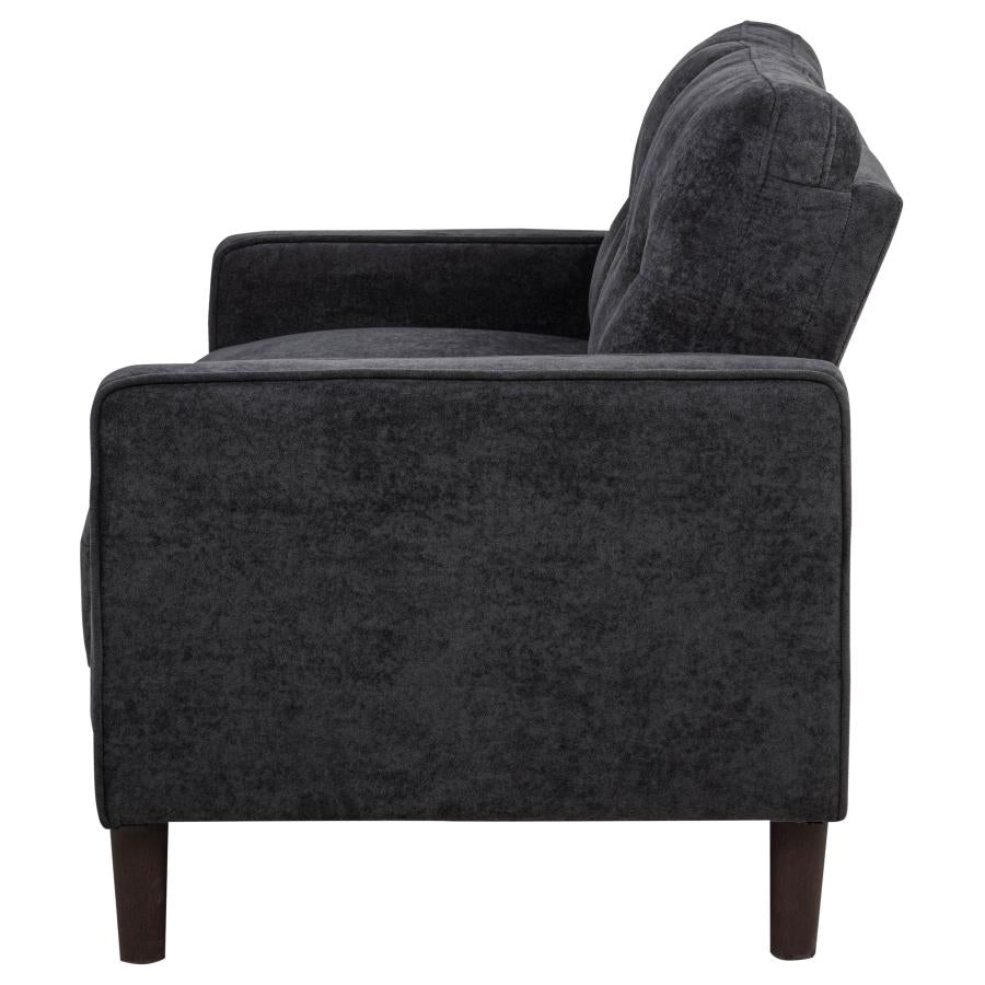Home & Sleep Outlet - Bowen II Fabric Upholstered Track Arm Loveseat Steel Grey