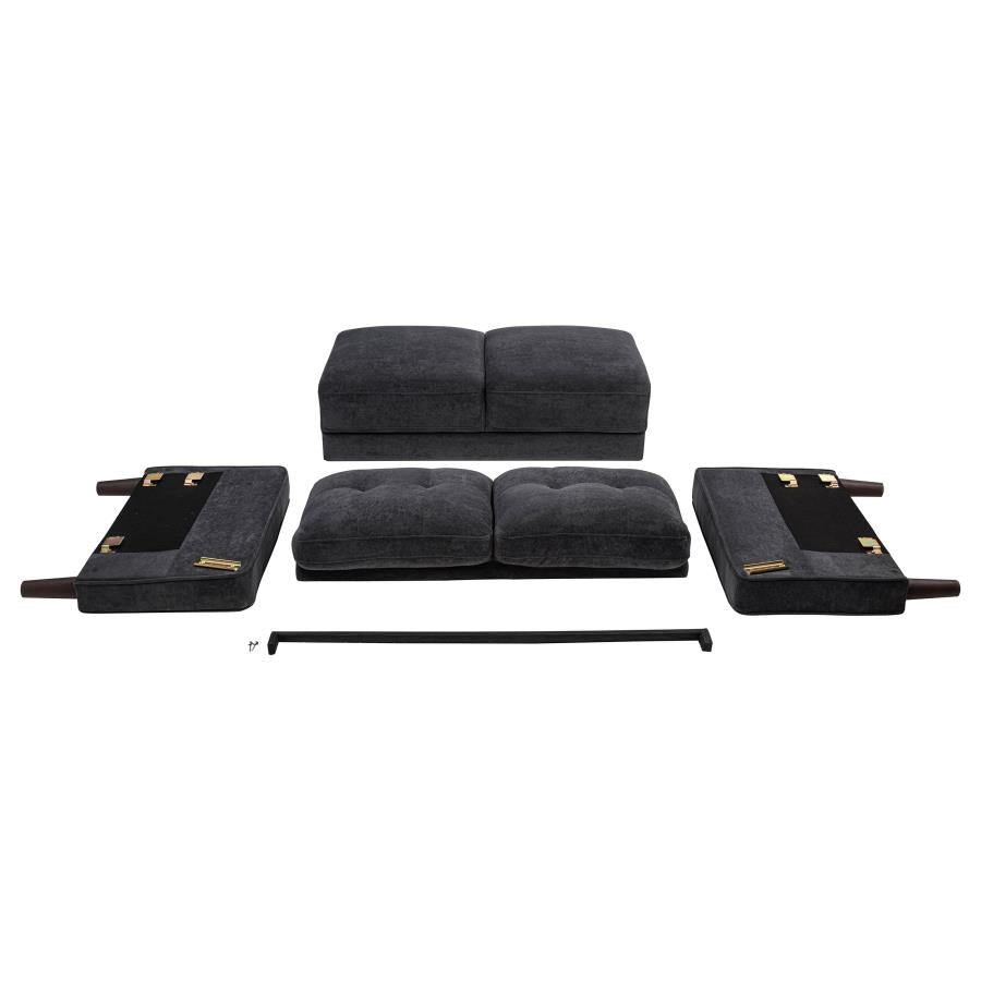 Home & Sleep Outlet - Bowen II Fabric Upholstered Track Arm Loveseat Steel Grey